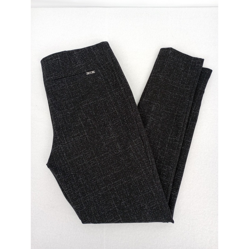 Calvin Klein Dress Pants Women 8 Black Gray Pull On Tapered Leg Pants Career